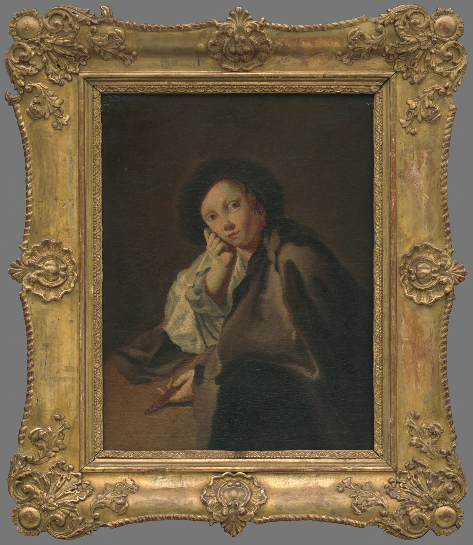 Chlapec v klobúčiku s nožíkom - Giovanni Battista Piazzetta image 1 tableau peint à l’huile sur toile