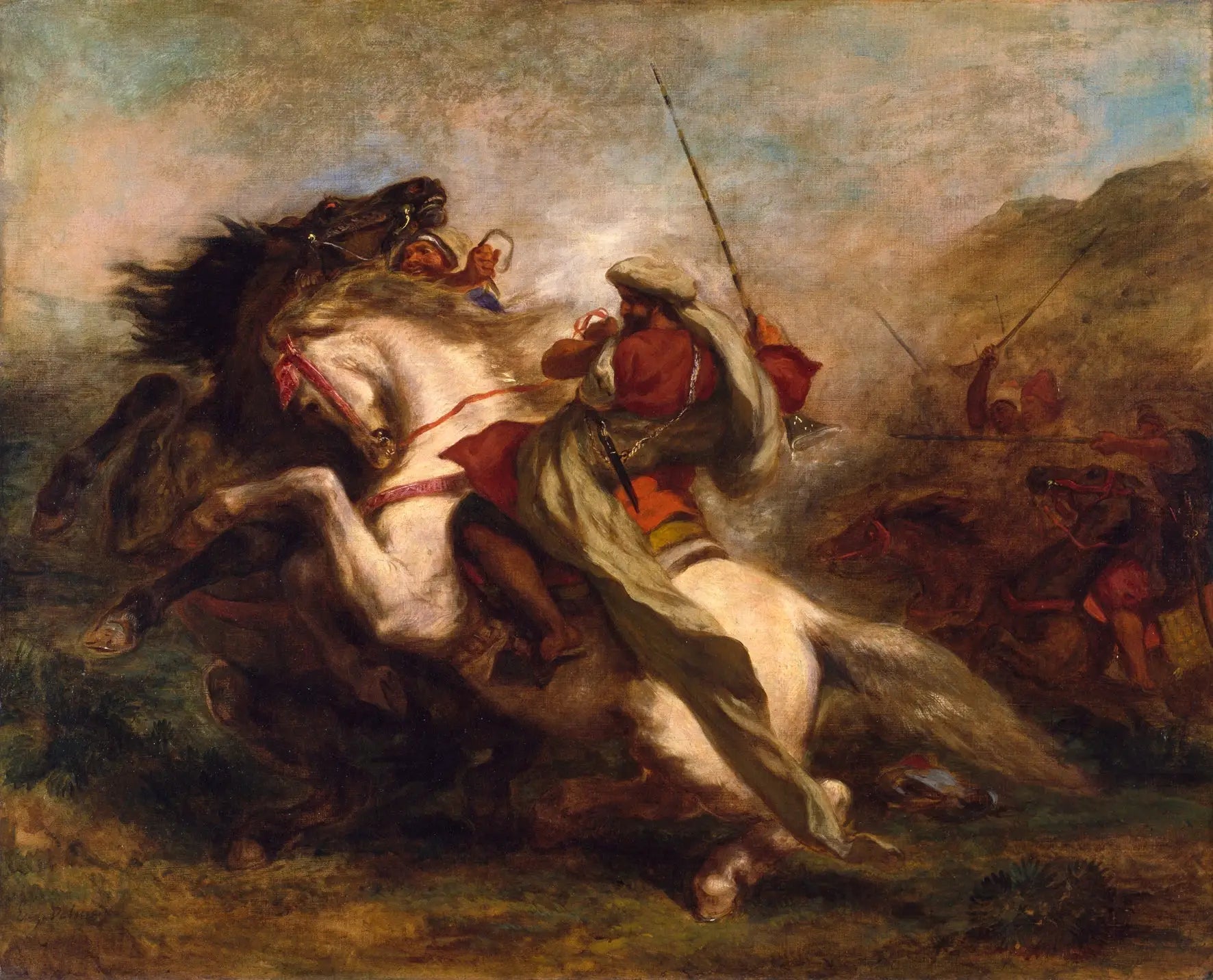 Choc de cavaliers arabes - Eugène Delacroix image 1 reproduction artisanale de tableau