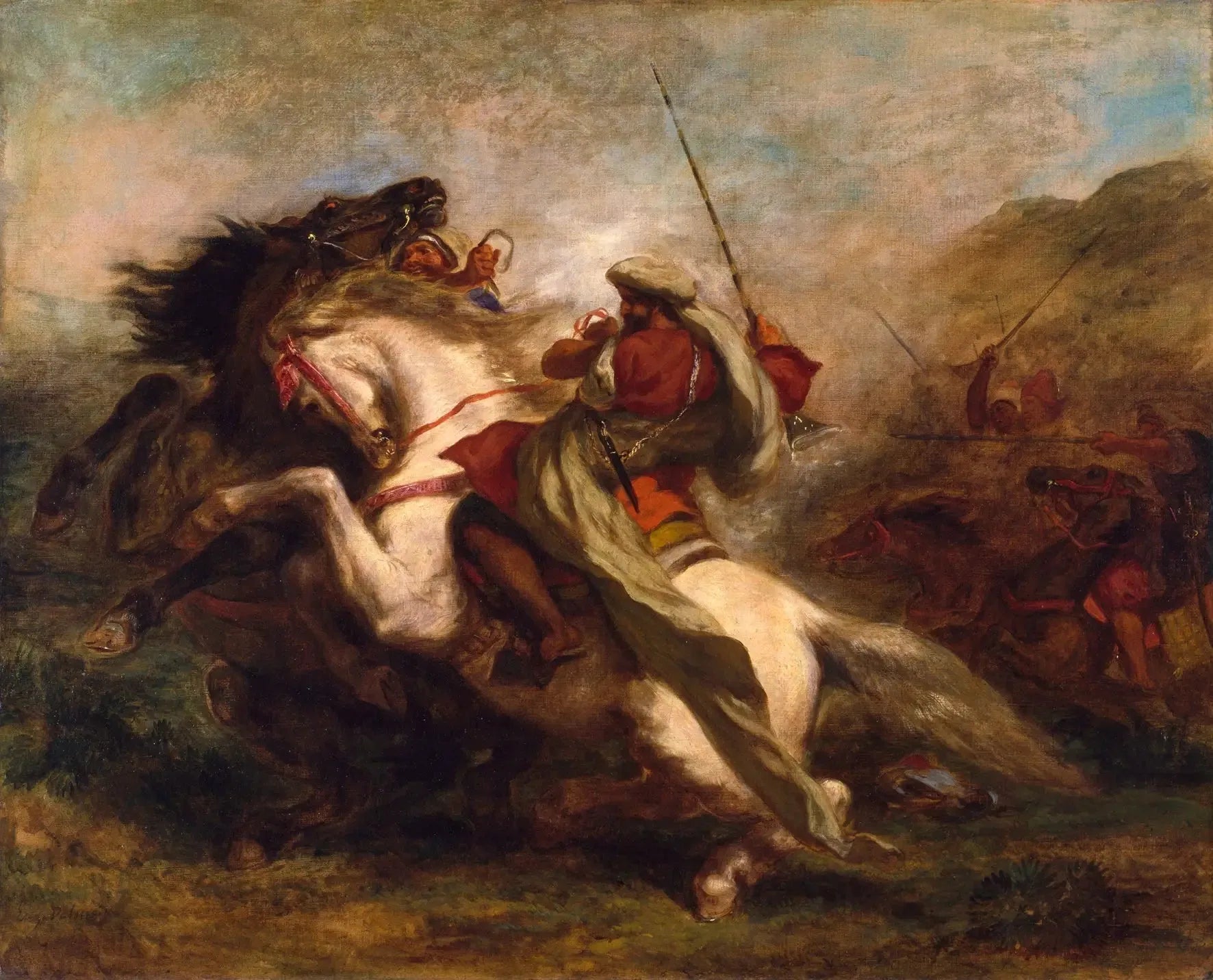 Choc de cavaliers arabes - Eugène Delacroix image 2 copie peinte à la main à l’huile
