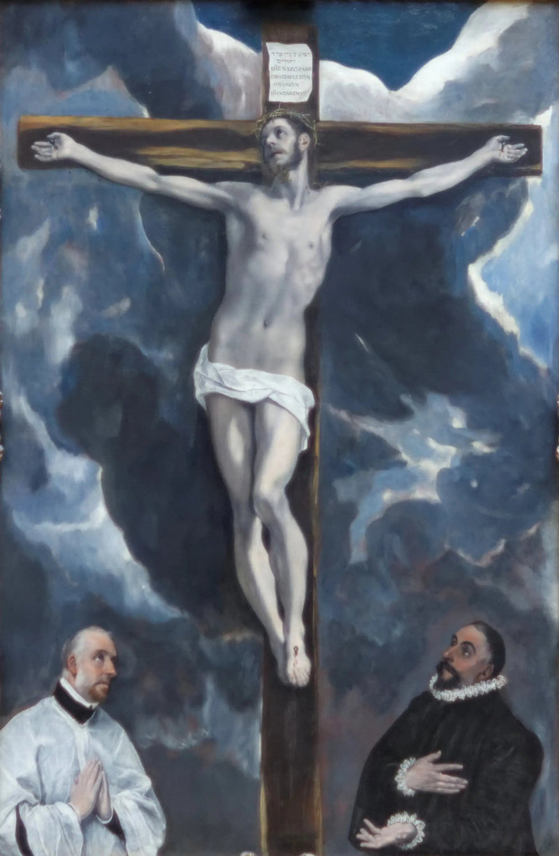 Cristo en la cruz adorado por dos donantes - El Greco