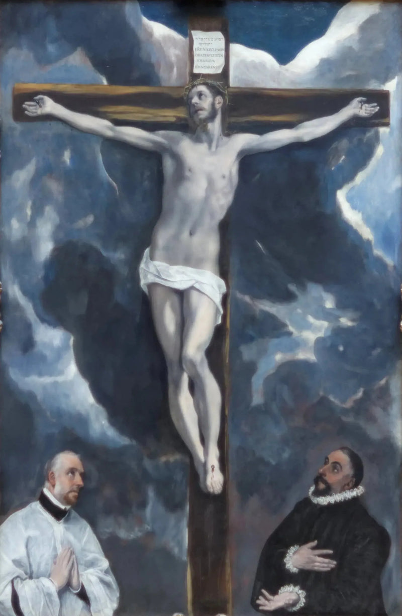 Cristo en la cruz adorado por dos donantes - El Greco
