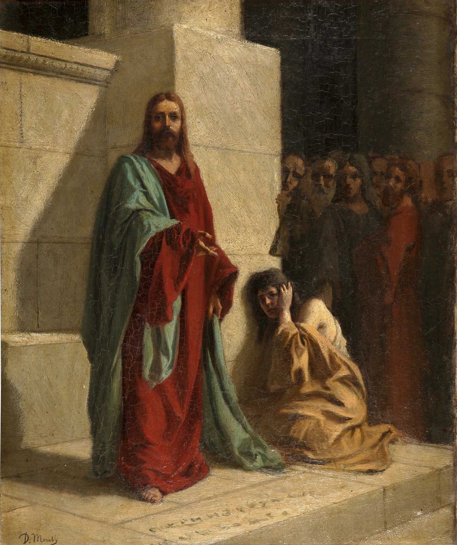 Christ et la femme adulte - Domenico Morelli image 1 tableau peint à l’huile sur toile