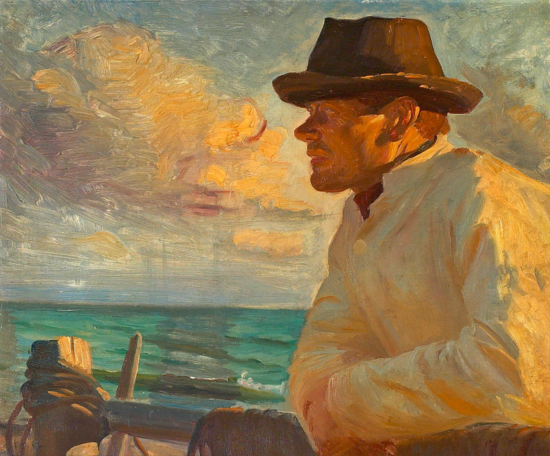 Christoffer al sol, de pie en el malecón. -Michael Peter Ancher
