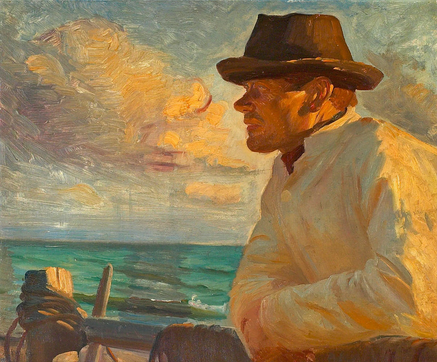 Christoffer al sol, de pie en el malecón. -Michael Peter Ancher