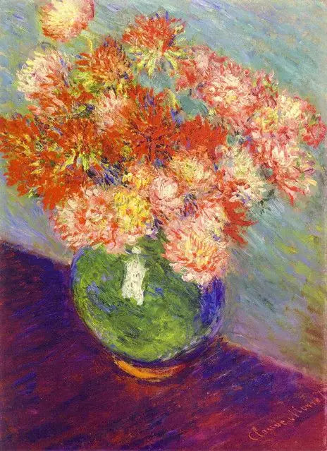 Reproduction du tableau « Chrysanthèmes - Claude Monet » par Alpha Reproduction en peinture à l’huile