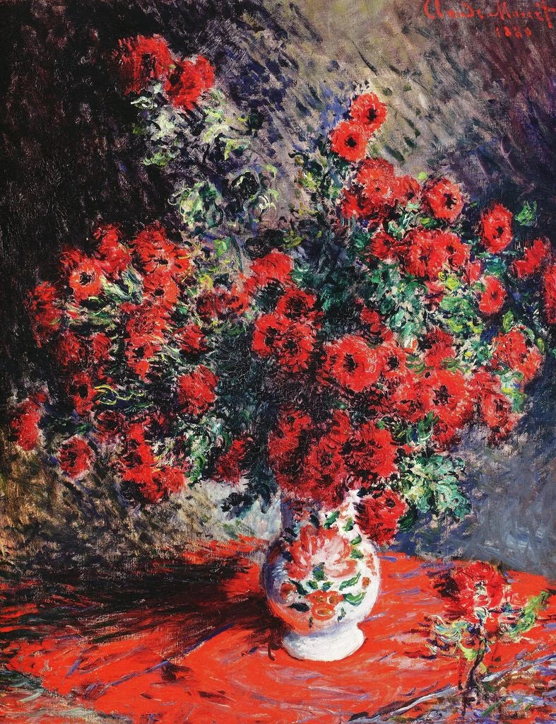Crisantemos rojos W635 - Claude Monet