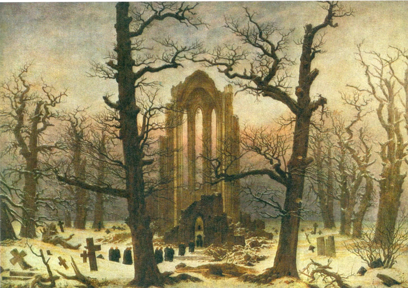 Cementerio de un claustro bajo la nieve - Caspar David Friedrich