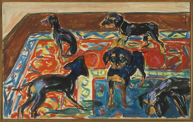 Cinco Cachorros sobre la alfombra - Edvard Munch
