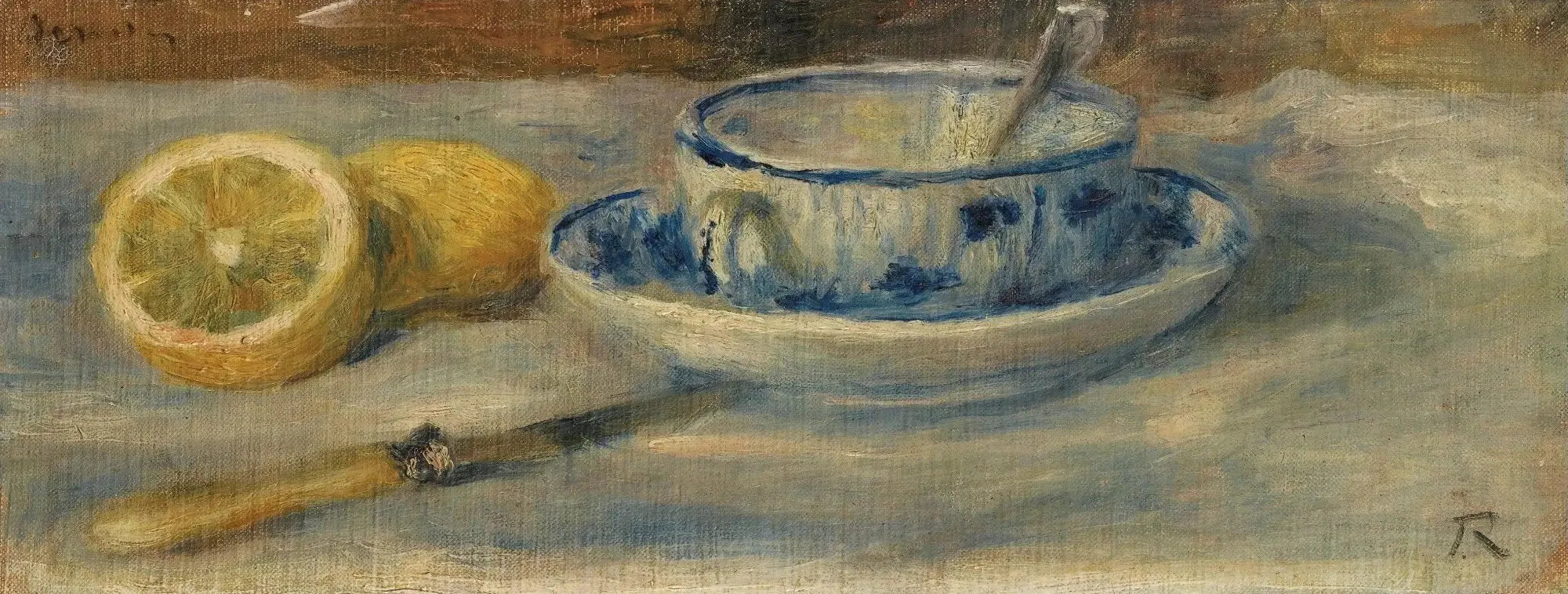 Citron et Tasse Bleue - Fragment - Pierre-Auguste Renoir image 1 reproduction artisanale de tableau