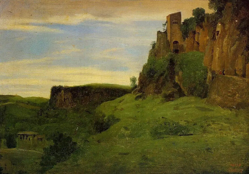 Civita Castellana. fabricado en la cima de las rocas - Jean-Baptiste Camille Corot