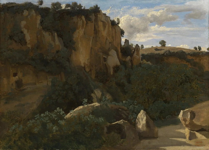 Civita Castellana. Rocas que dominan el valle boscoso - Jean-Baptiste Camille Corot