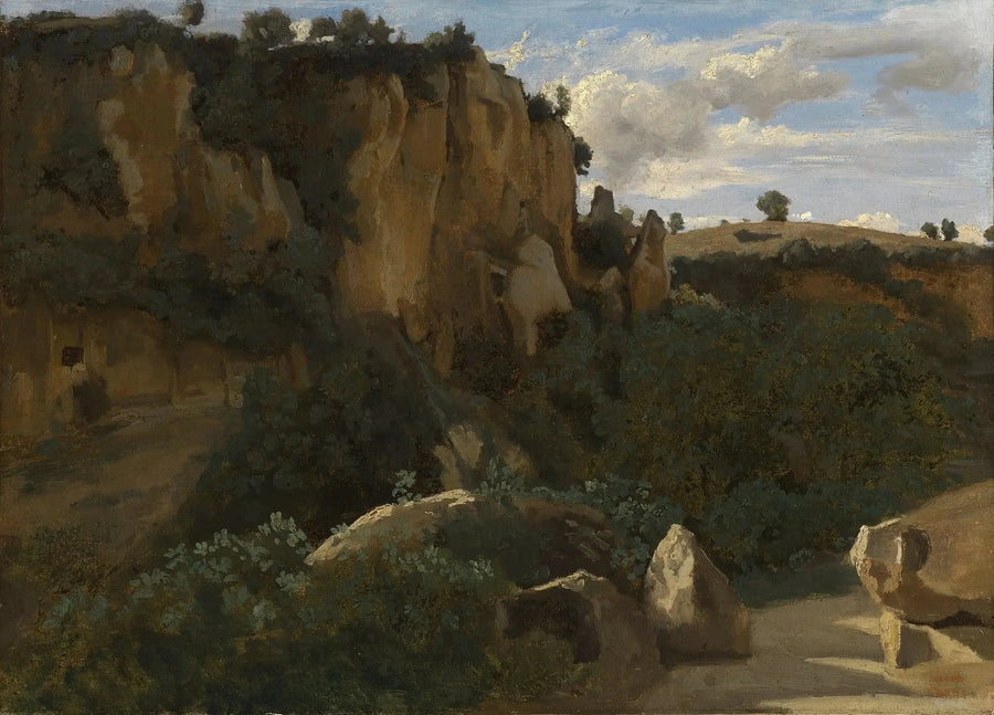 Civita Castellana. Rocas que dominan el valle boscoso - Jean-Baptiste Camille Corot