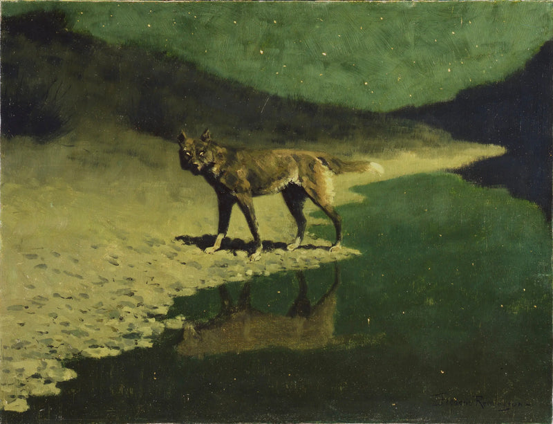 Claro de luna, lobo - Frederic Remington