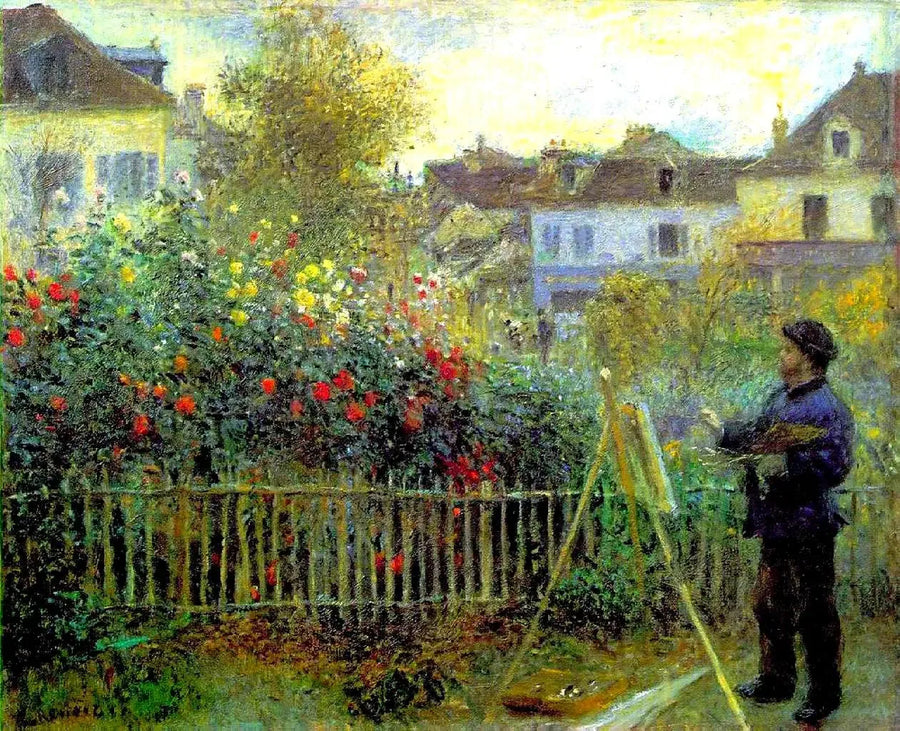 Claude Monet pintando en su jardín en Argenteuil - Pierre-Auguste Renoir