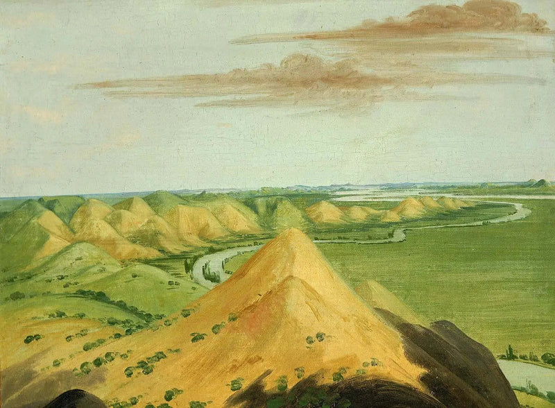 Clay Bluffs, a veinte millas por encima de los Mandans - George Catlin