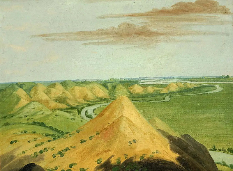 Clay Bluffs, a veinte millas por encima de los Mandans - George Catlin