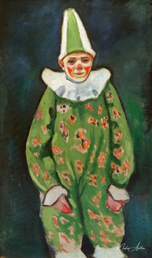 Clown en costume vert - August Macke - Reproductions de tableaux et peintures haut de gamme