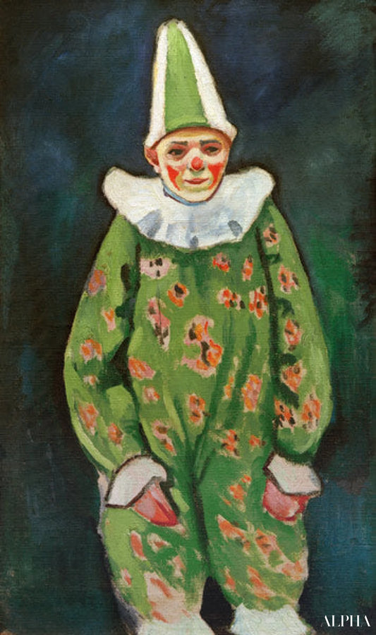 Clown en costume vert - August Macke - Reproductions de tableaux et peintures haut de gamme