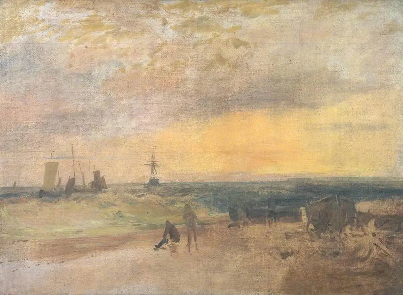Escena costera con pescadores y barcos - J. M. W. Turner