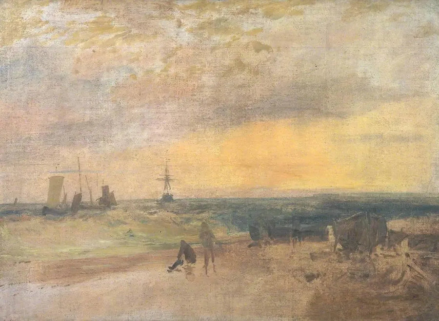 Escena costera con pescadores y barcos - J. M. W. Turner
