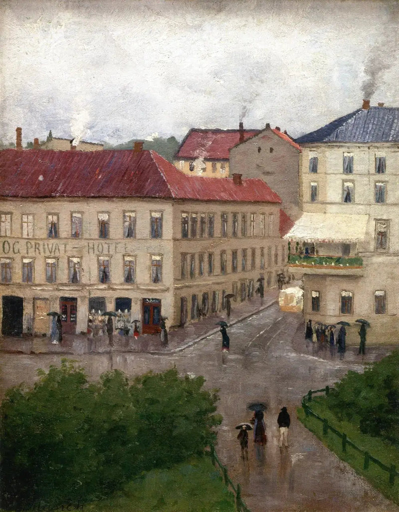 Esquina de la calle en Karl Johan, Gran Café - Edvard Munch
