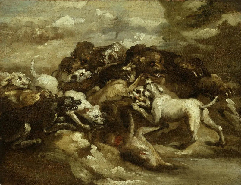 Combate de perros y osos - Théodore Géricault