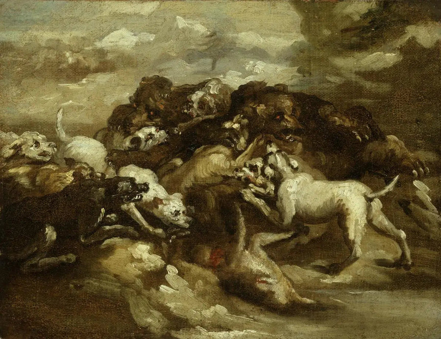 Combate de perros y osos - Théodore Géricault