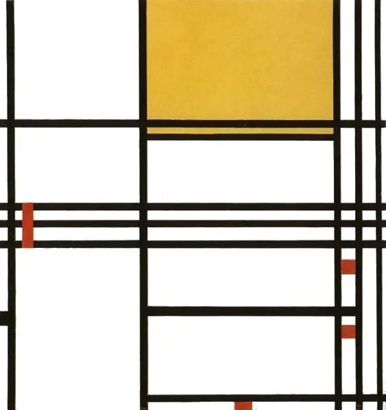 Composición 9 con negro, blanco, amarillo y rojo - Piet Mondrian