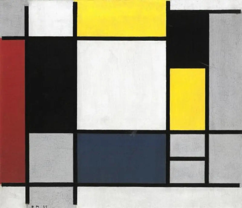 Composición con amarillo, rojo, negro, azul y gris - Piet Mondrian