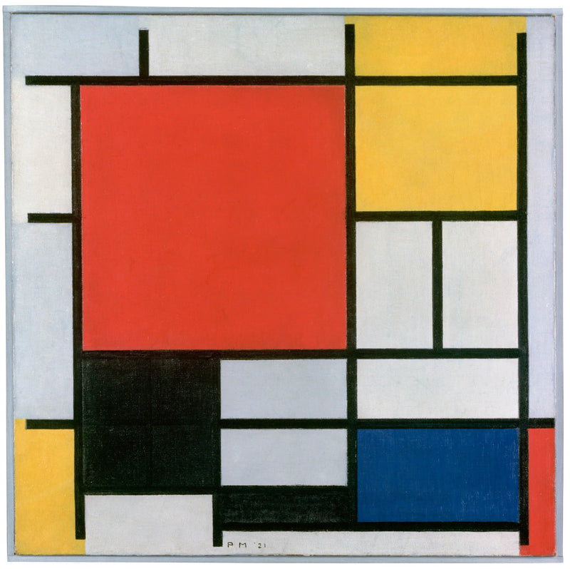 Composición con gran plano rojo, amarillo, negro, gris y azul - Piet Mondrian