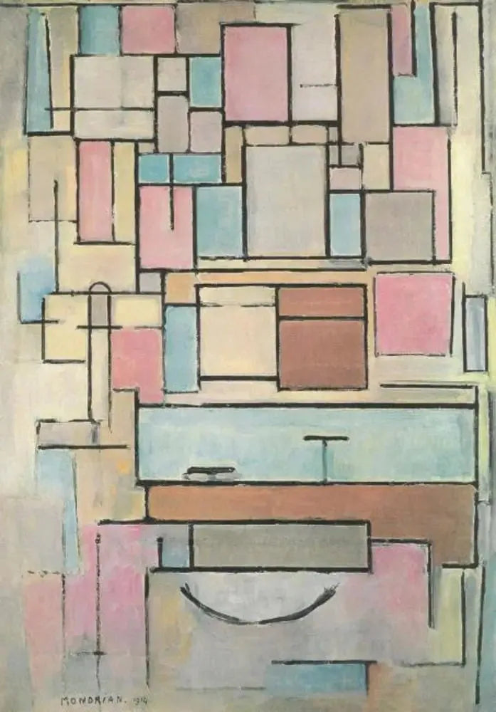 Composición con planos de colores: fachada - Piet Mondrian