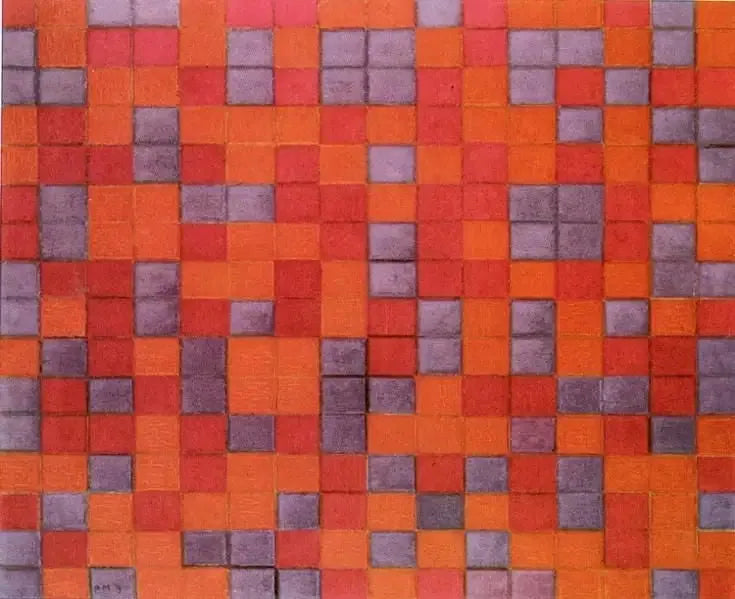 Composición de Cuadrícula, Colores Oscuros - Piet Mondrian