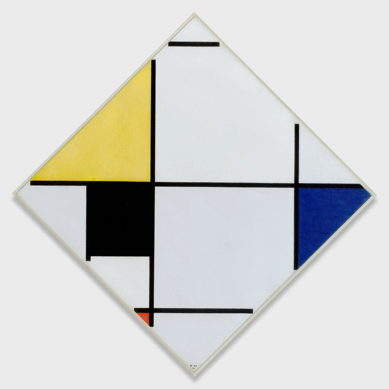 Composición en rombo con amarillo, negro, azul, rojo y gris - Piet Mondrian