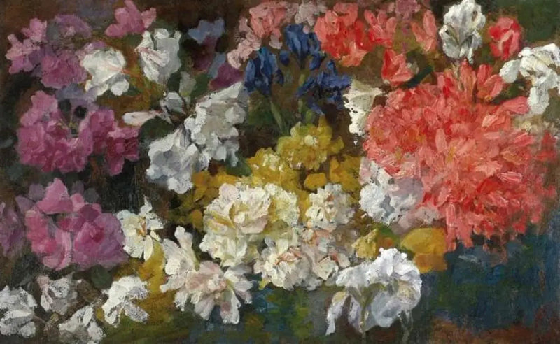 Composición floral con rododendros e iris - Piet Mondrian