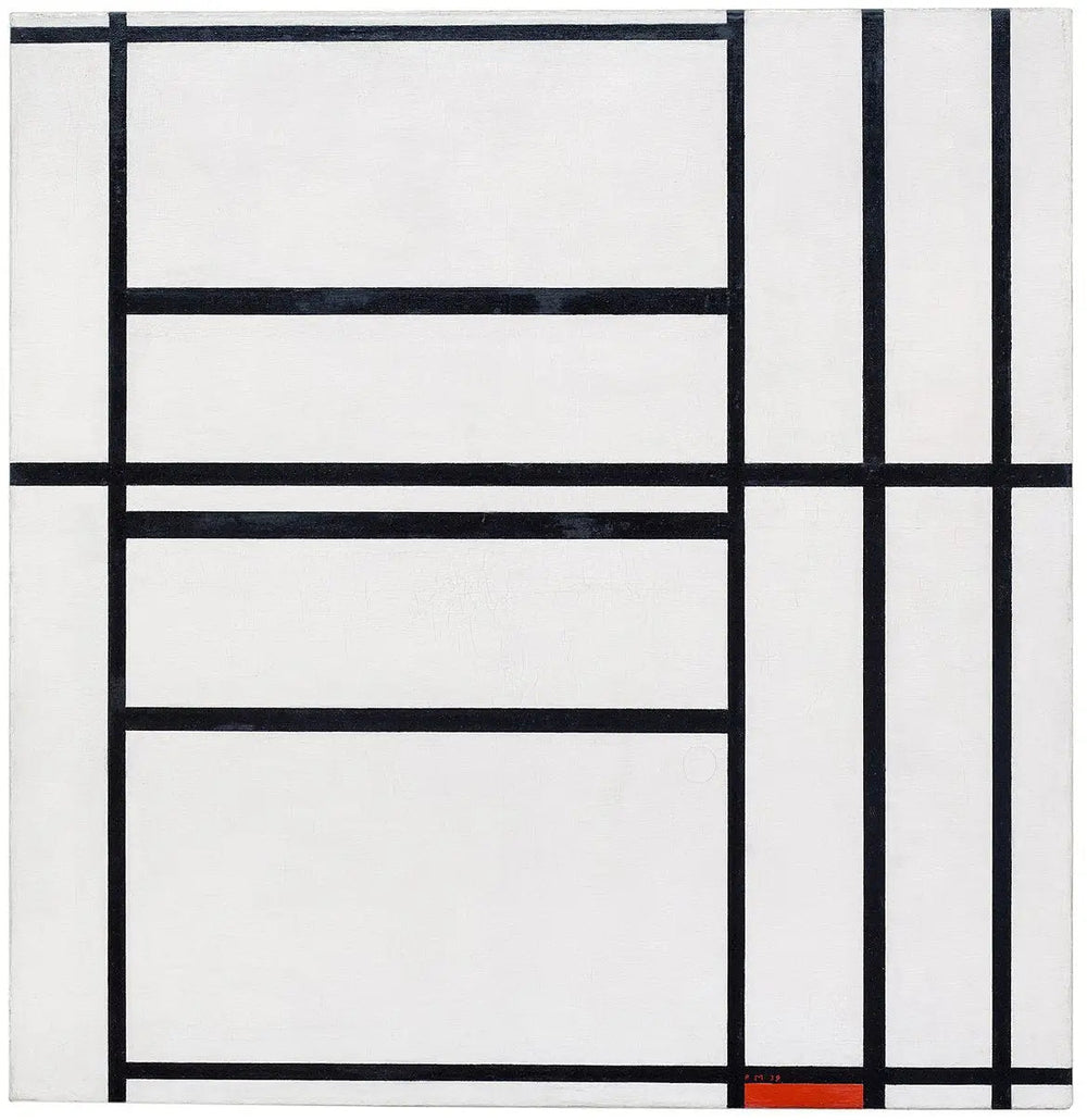 Composition n° 1 avec gris et rouge 1938 / Composition avec rouge 1939 - Piet Mondrian image 1 reproduction de peinture à l’huile