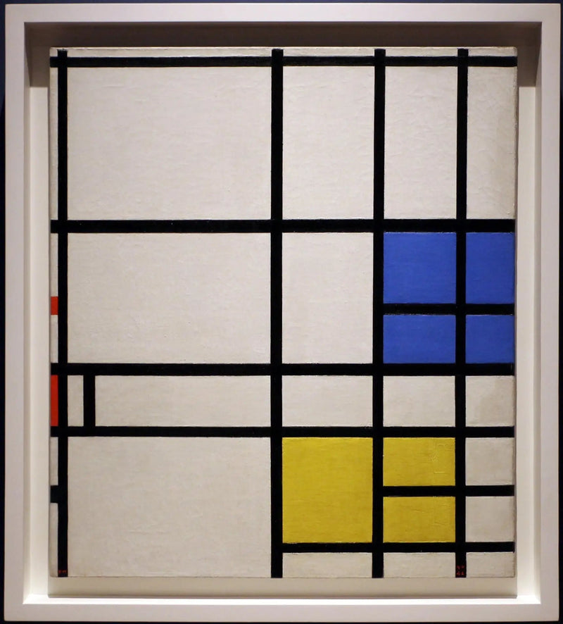 Composición n° 11, 1940-42--LONDRES, con azul, rojo y amarillo - Piet Mondrian