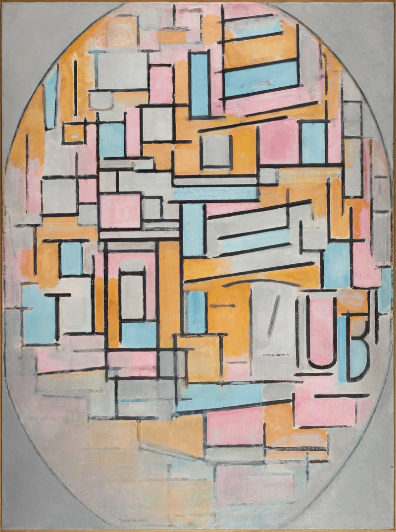 Composición ovalada con paneles de color 2 - Piet Mondrian