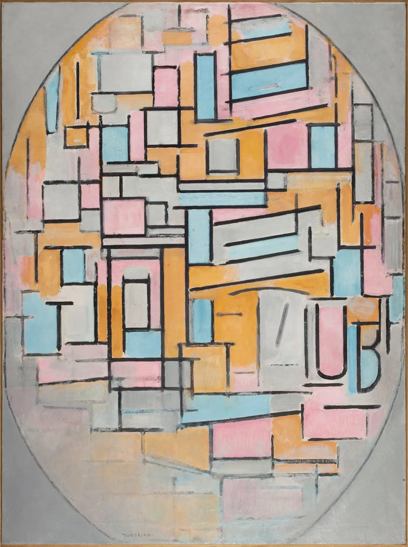 Composición ovalada con paneles de color 2 - Piet Mondrian