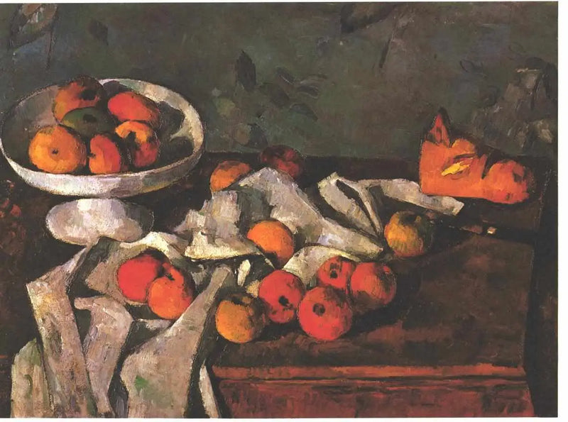 Frutero, manzanas y hogaza de pan - Paul Cézanne