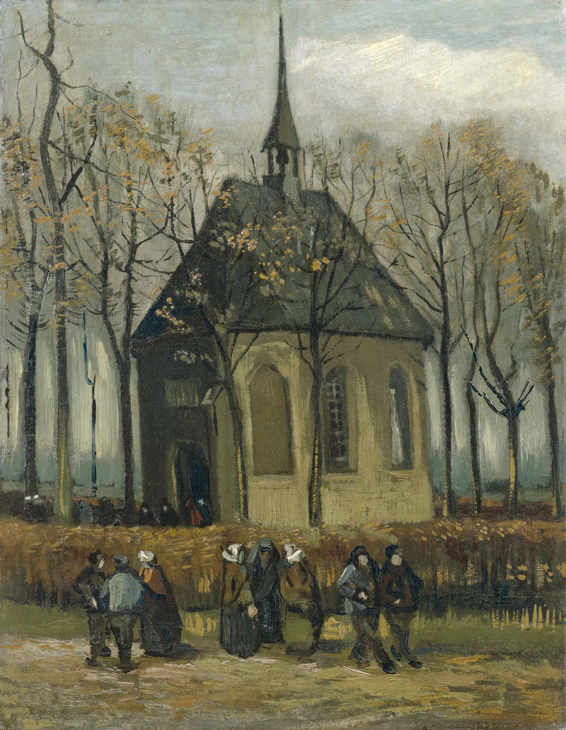 Congregación saliendo de la Iglesia reformada de Nuenen - Vincent van Gogh