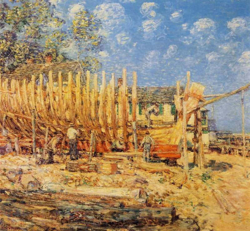 Construcción del velero, Provincetown - Childe Hassam