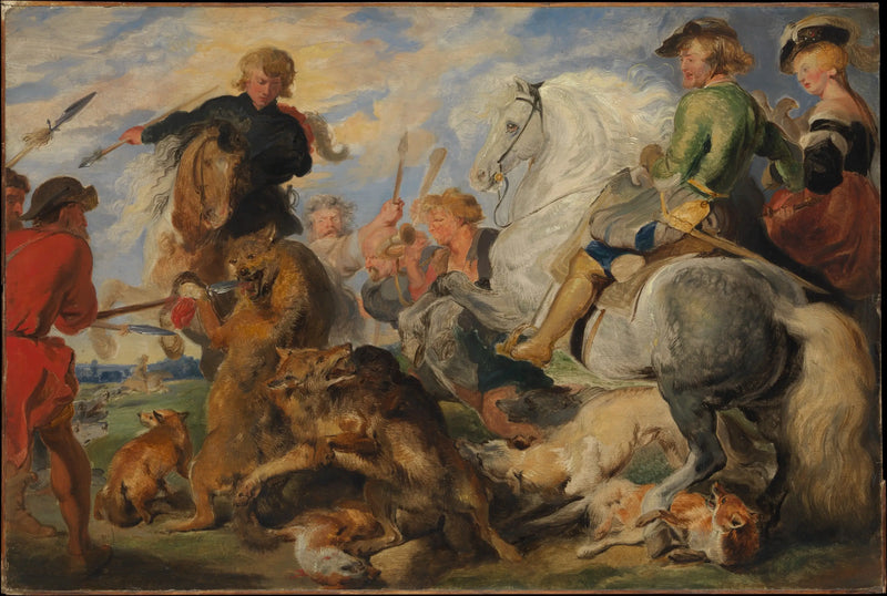Copia de « La caza del lobo y del zorro » de Rubens - Edwin Henry Landseer