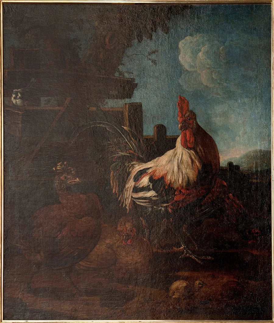 Gallo con gallinas y pollitos - Melchior de Hondecoeter