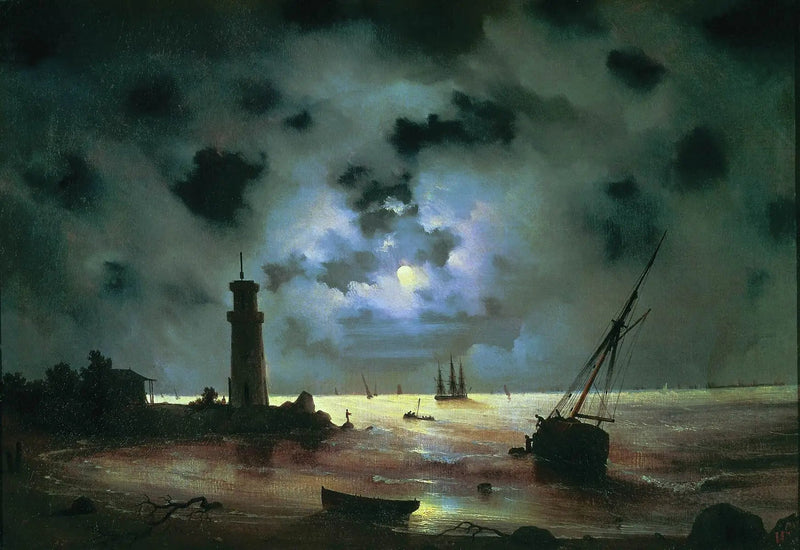 Costa de Noche. Cerca del faro - Ivan Aïvazovski