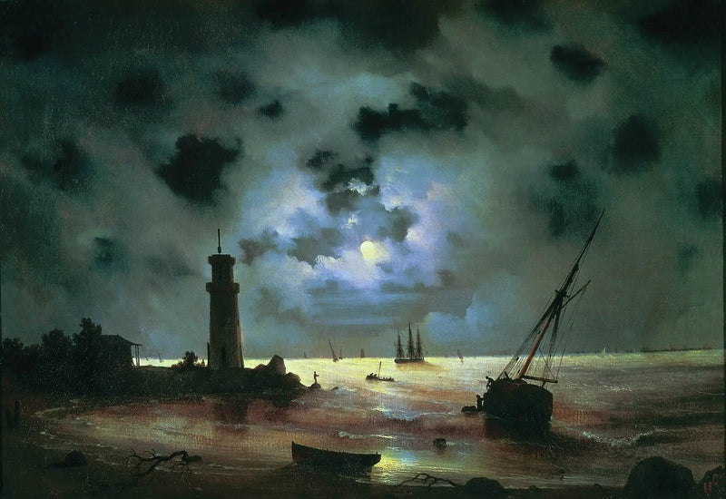 Costa de Noche. Cerca del faro - Ivan Aïvazovski