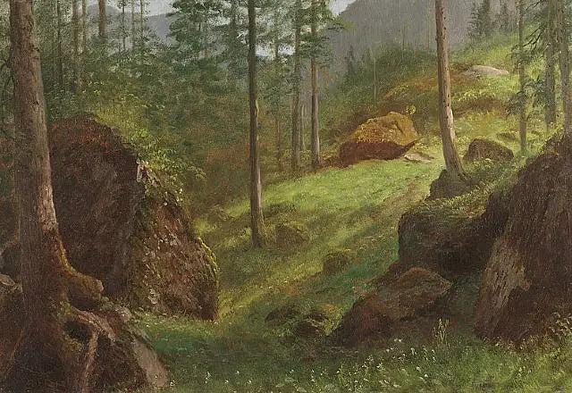 Coteau arbolado - Albert Bierstadt