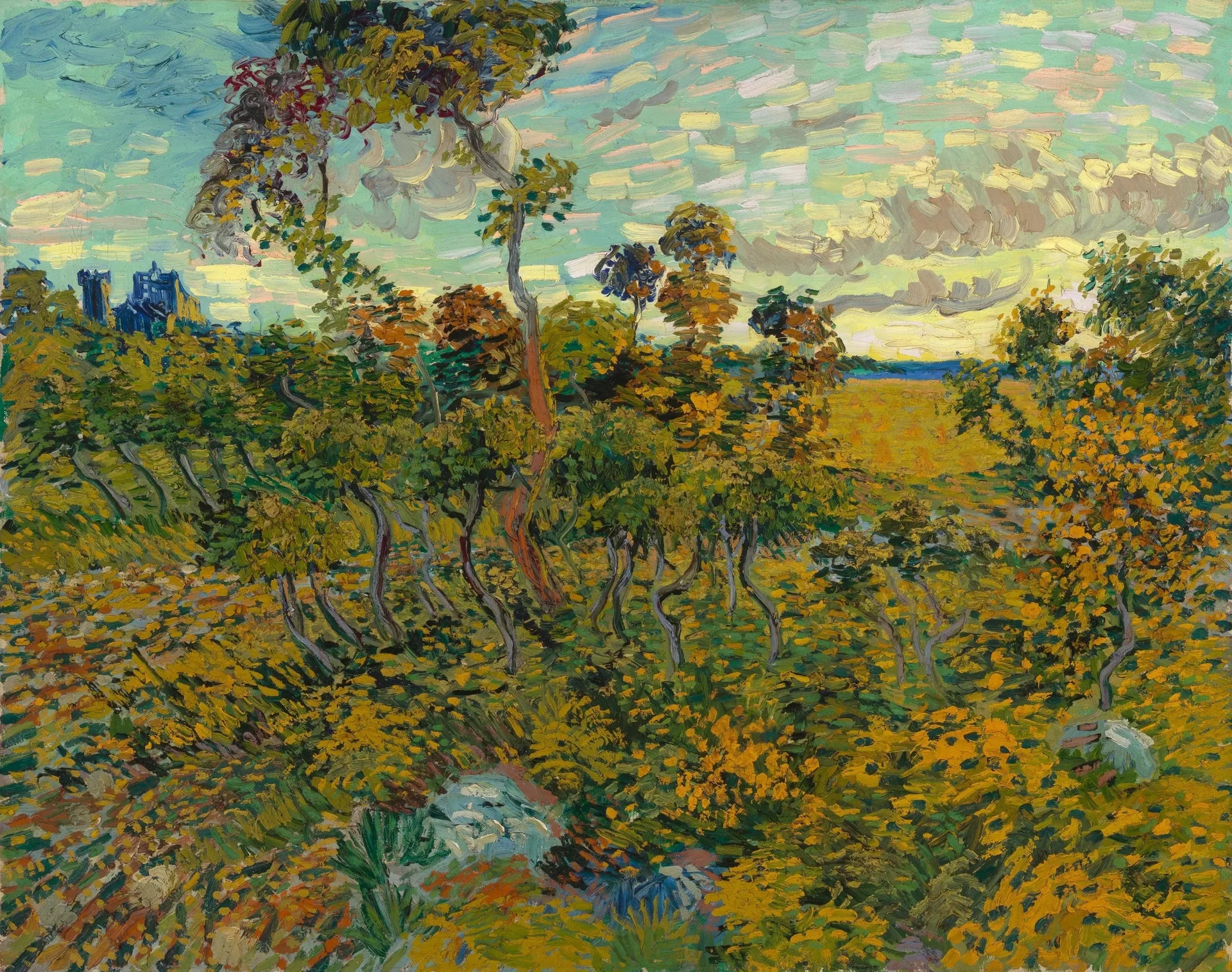coucher de soleil à Montmajour - Vincent van Gogh image 1 reproduction de peinture à l’huile