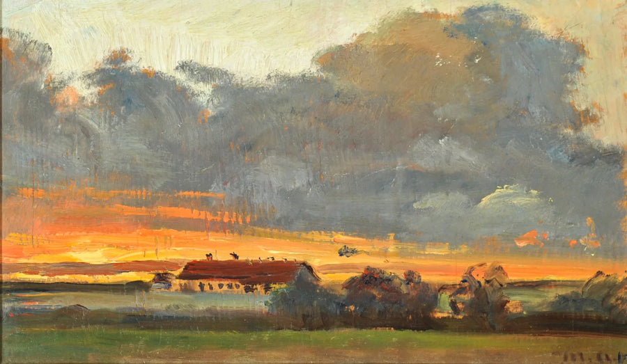 Atardecer en Skagen con vistas a la granja de Rytter Sären. -Michael Peter Ancher