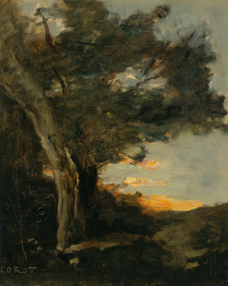 Atardecer con una leona - Jean-Baptiste Camille Corot