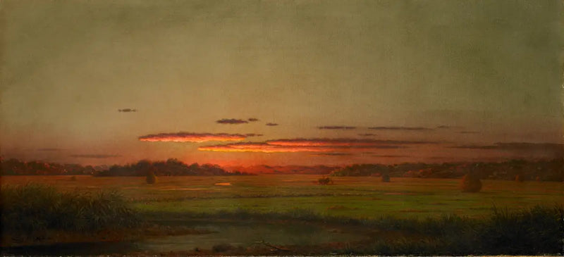Atardecer, carro de heno a lo lejos - Martin Johnson Heade